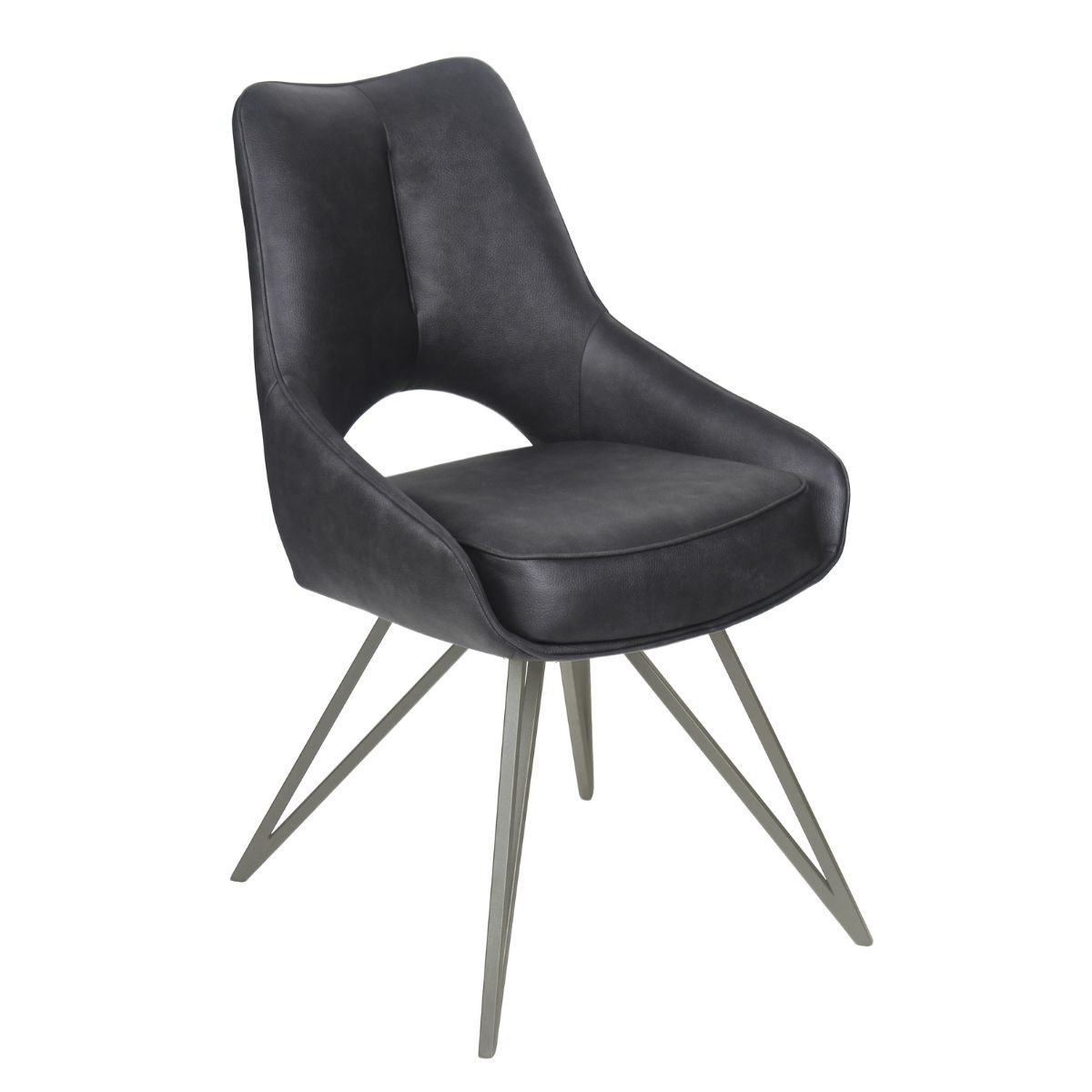 Newman Leather Dining Chair Grey - 1