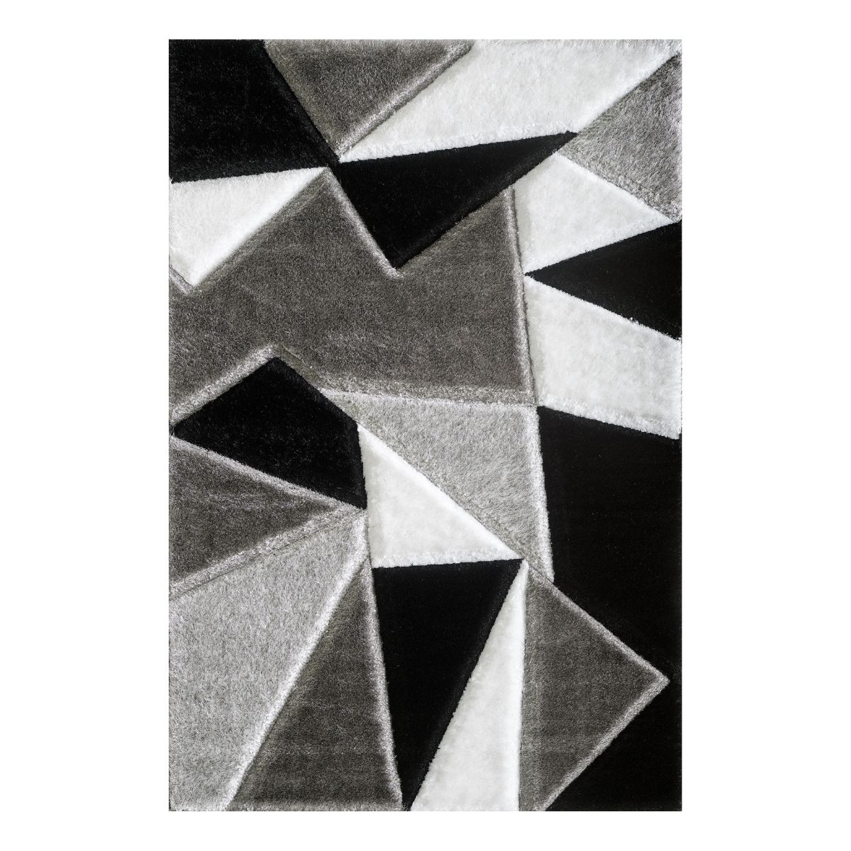 Pluton black and white geometric rug