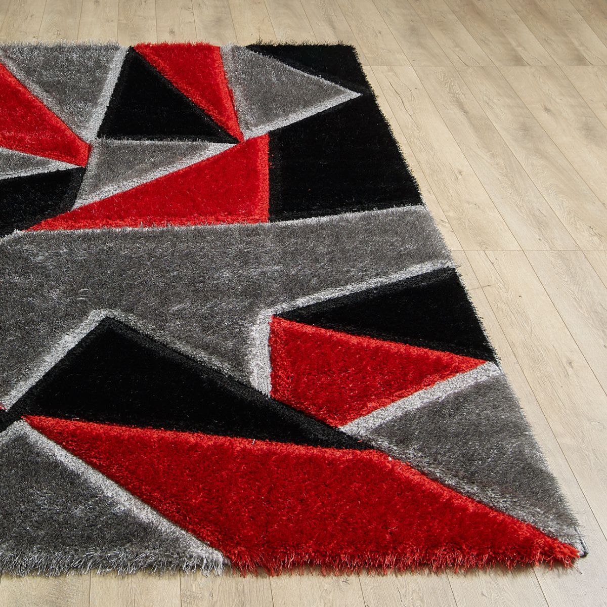 Pluton Vibrant Red and Black Geometric Rug - 2