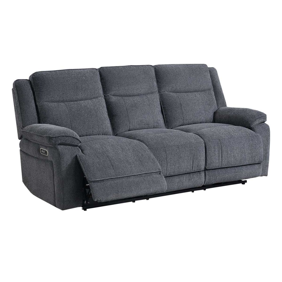 Plymouth Grey Fabric 3 Seater Electric Recliner - 1