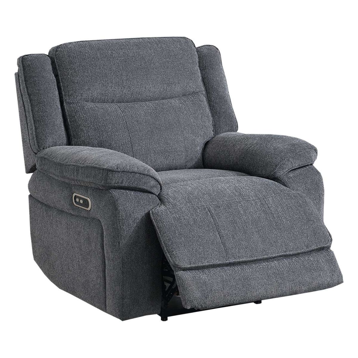 Plymouth Grey Fabric Electric Recliner Armchair - 1