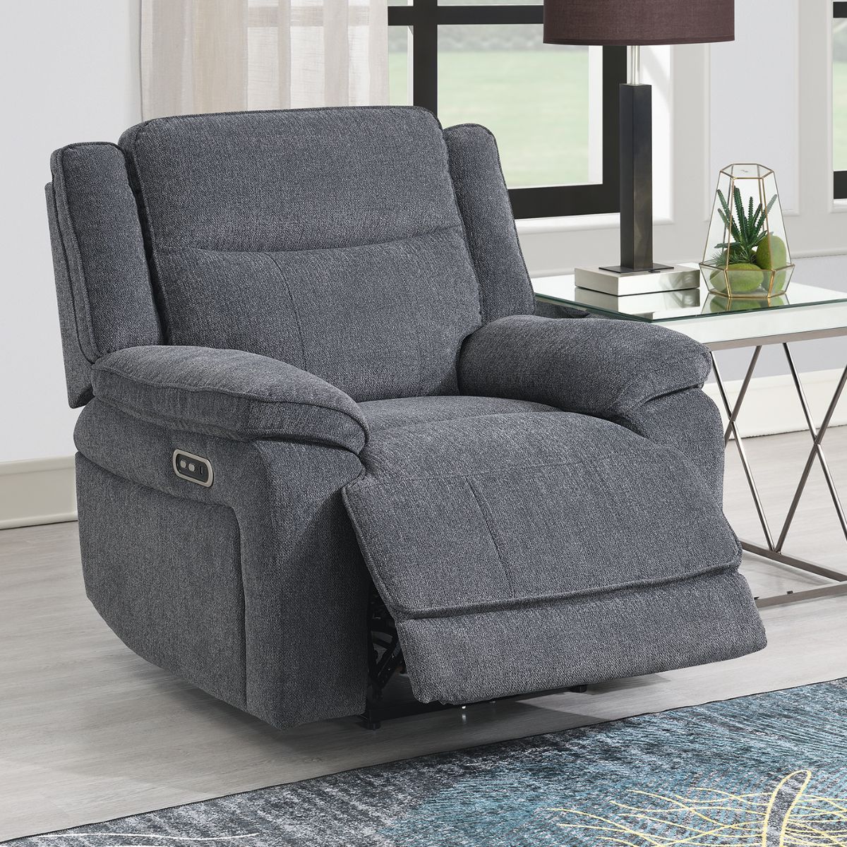 Plymouth Grey Fabric Powered Recliner - 2