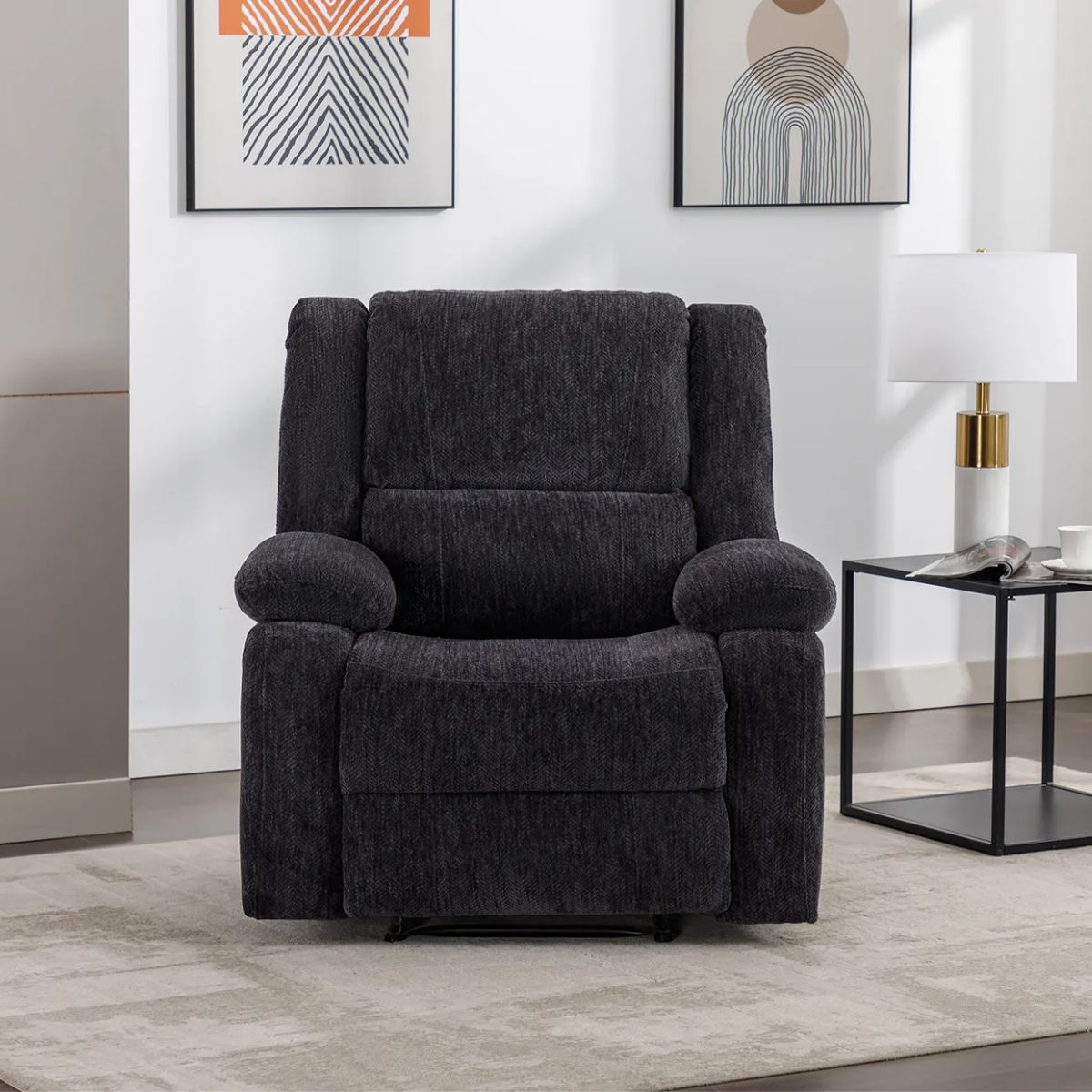 Polly Charcoal Fabric Manual Recliner Armchair - 2