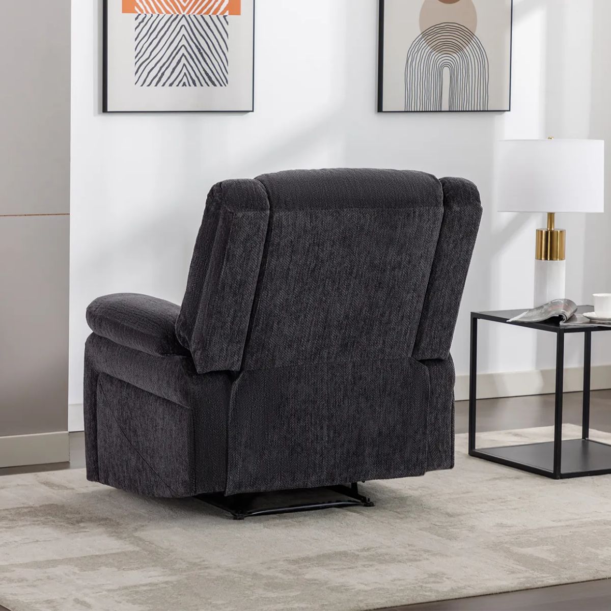 Polly Charcoal Fabric Manual Recliner Armchair - 3