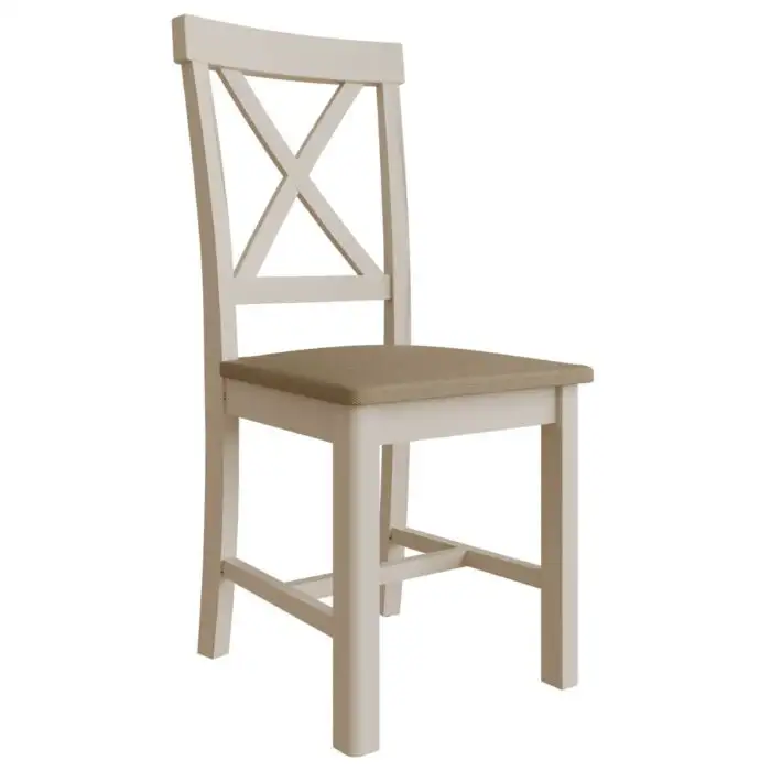 Upholstered cross store back side chair