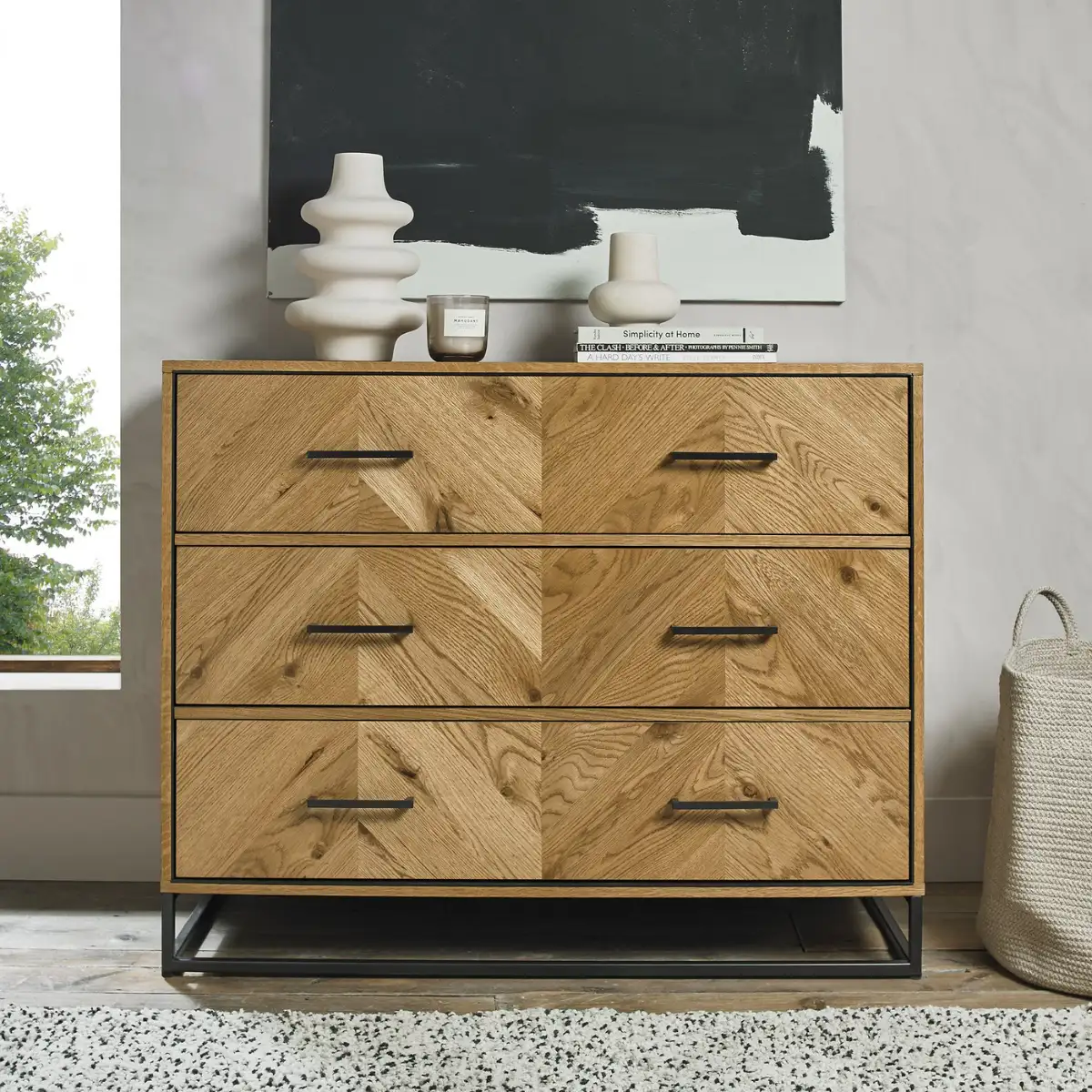 Riva Rustic Oak 3 Drawer Chest of Drawers - 4