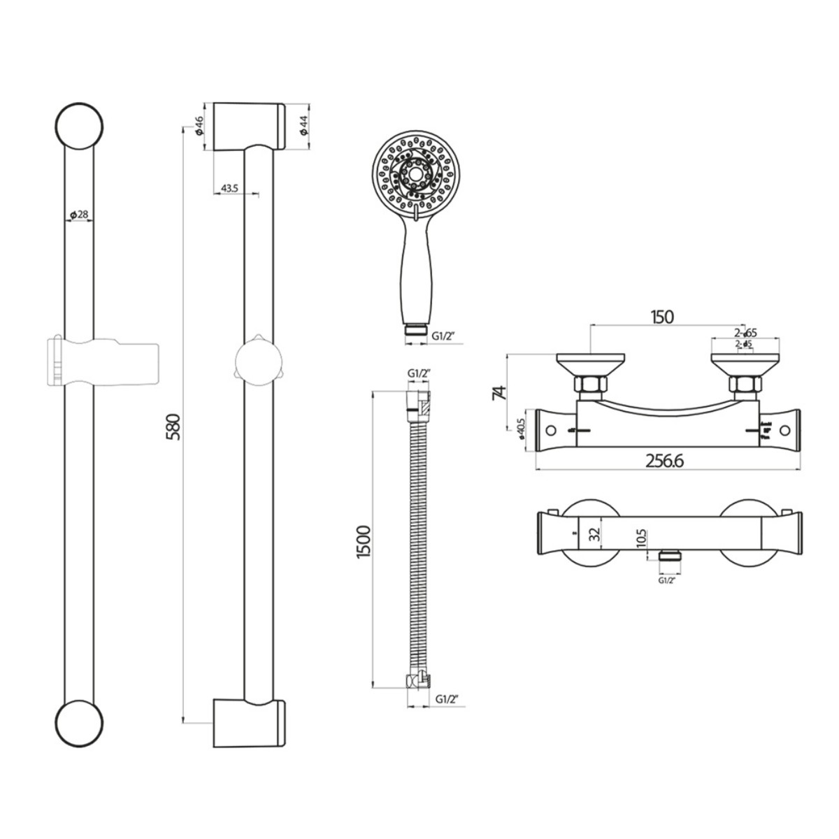 Round Brass Body Valve, Riser Kit and Fast Fix Brackets - 3