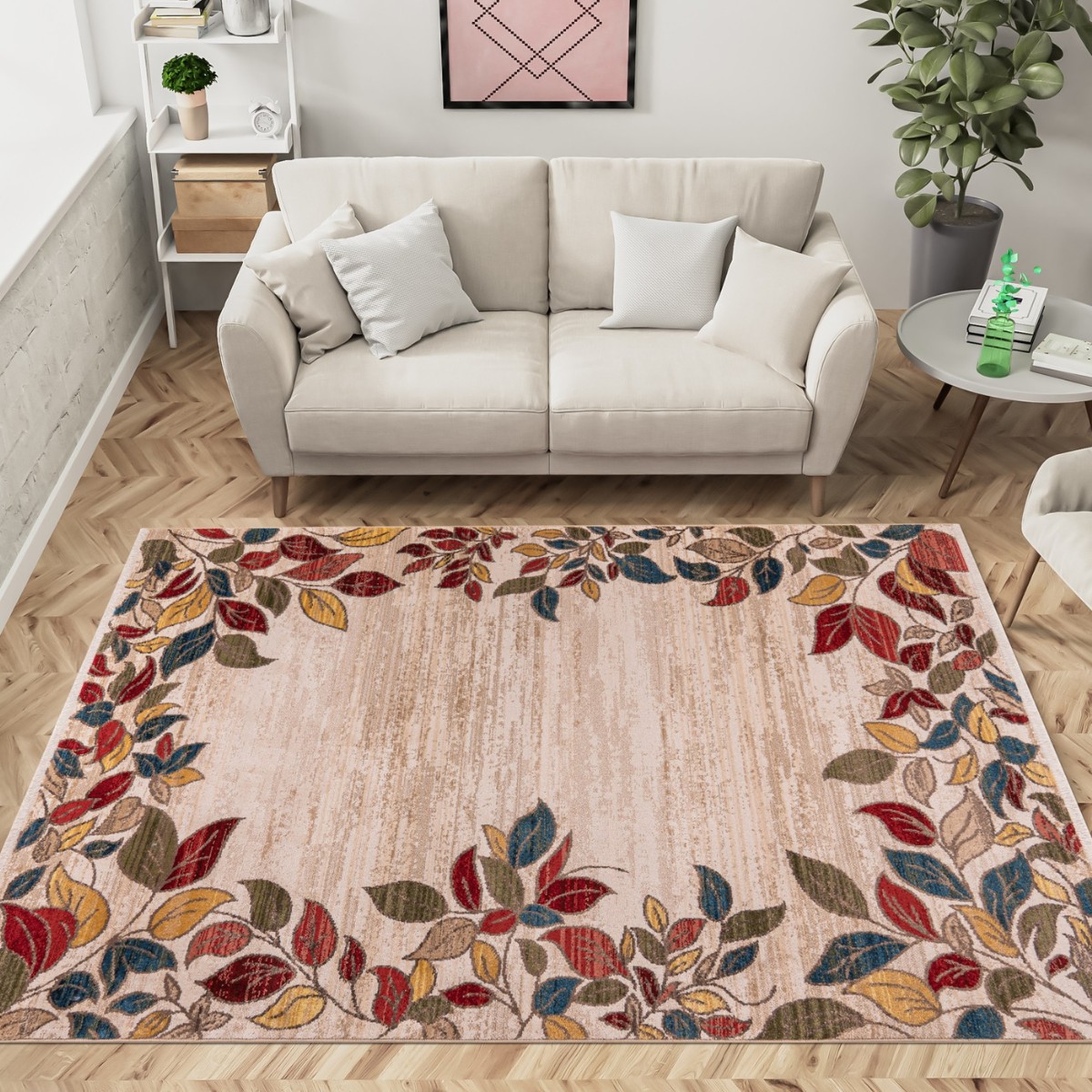 Rukas Autumn Tone Leaf Rug - 2