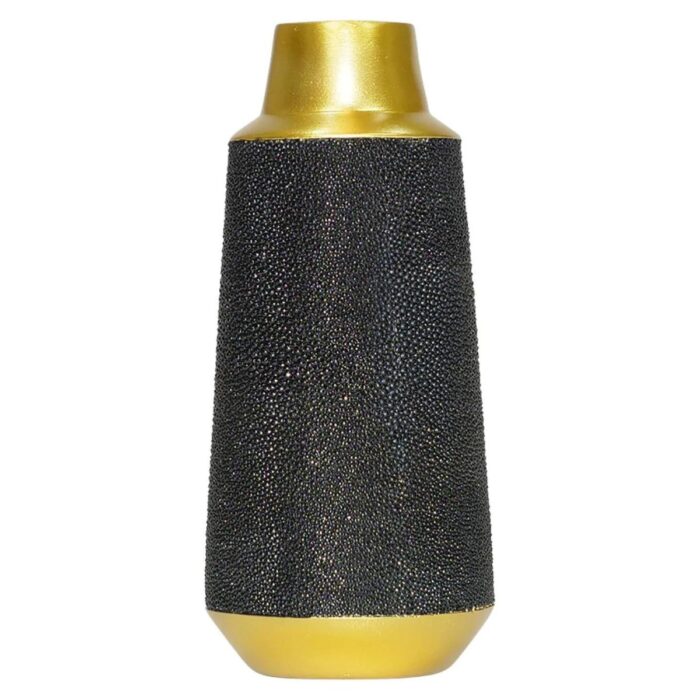 Ashbury Shagreen Black Tall Vase