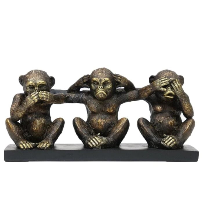 Three Wise Monkeys Figurine Black Bronze