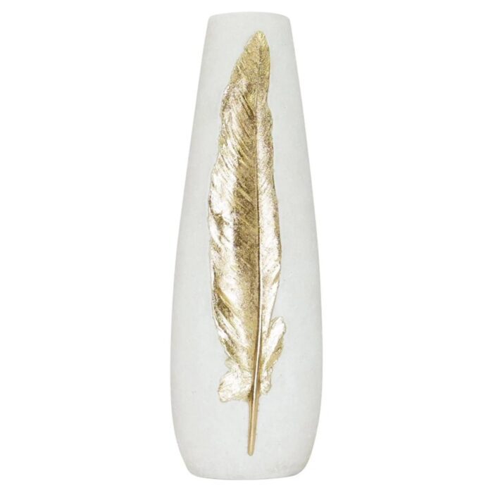 SDA031 Gold Feather White Tall Vase 1