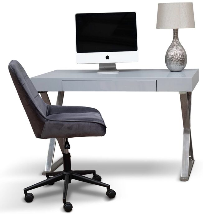 SIE-009-GY Bonanza Grey Chair and BTN-010-CL Sarafina Grey Desk