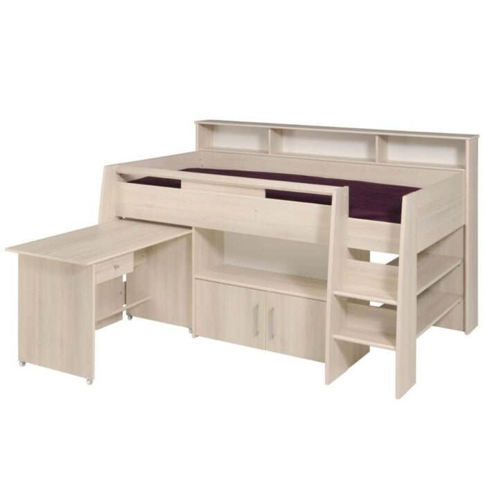 SIEBB-OA - Sienna Light Oak Mid Sleeper Bed with Desk - 2