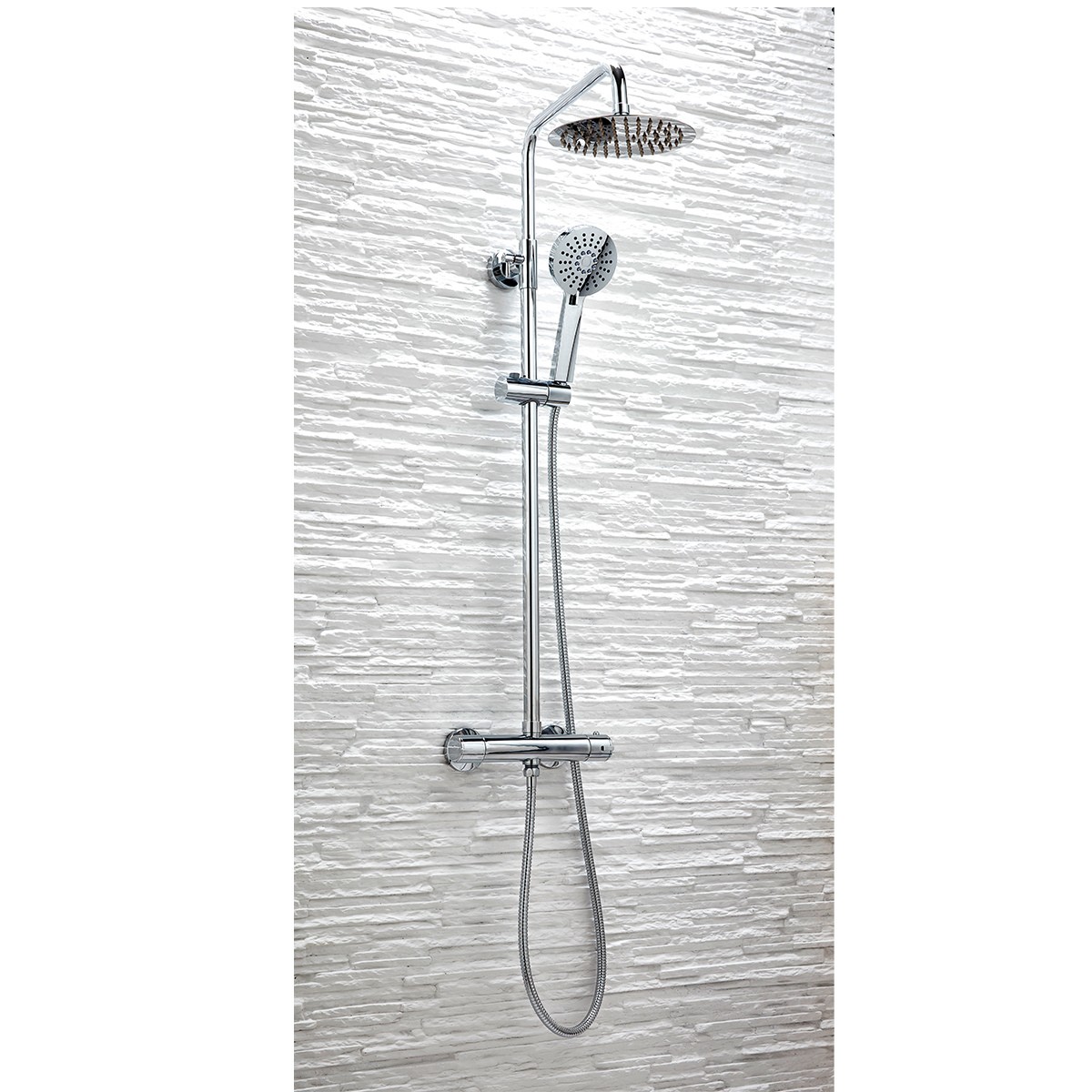 Serena Round Rigid Riser Shower Chrome - 2