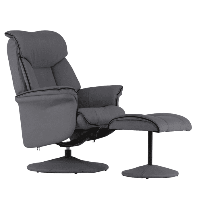 Sneem Faux Leather Swivel Armchair and Footstool - 1