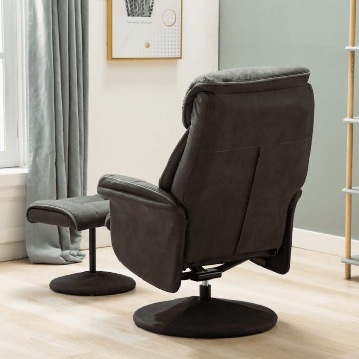 Sneem Faux Leather Swivel Armchair and Footstool - 5