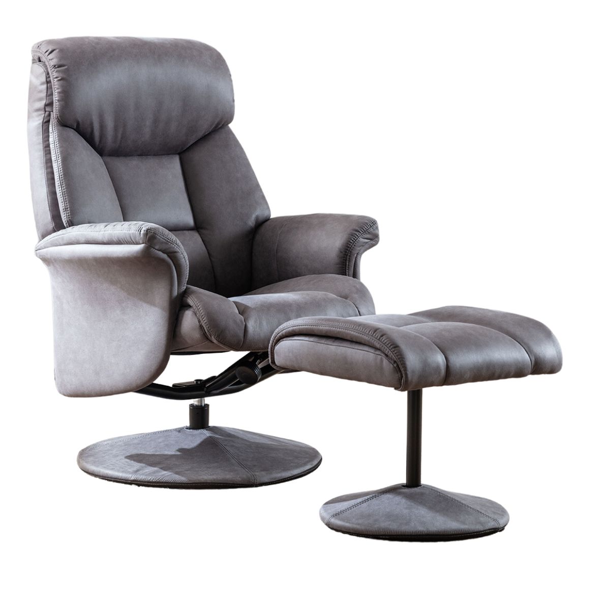 Sneem Swivel Armchair and Footstool Grey - 1
