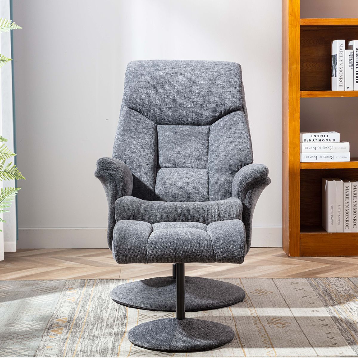Sneem Swivel Armchair and Footstool Light Grey - 2