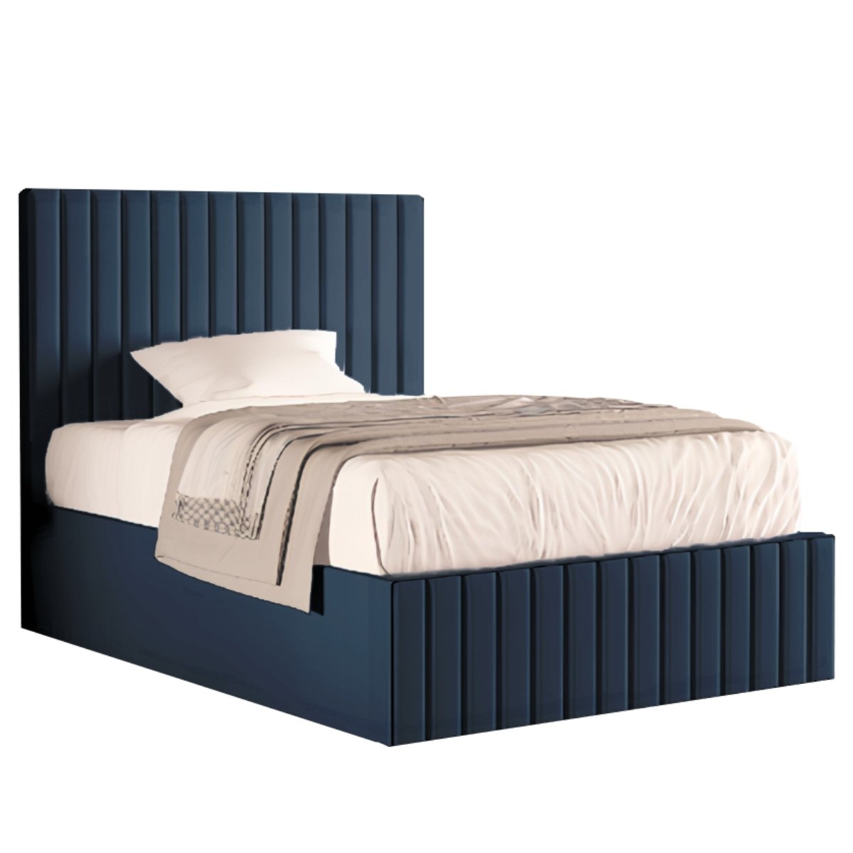 Solace Lined Footboard Fabric Bed Plush Blue - 1