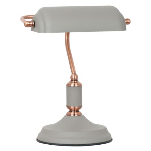 TL8022AGRY - Grey and Copper Bankers Lamp