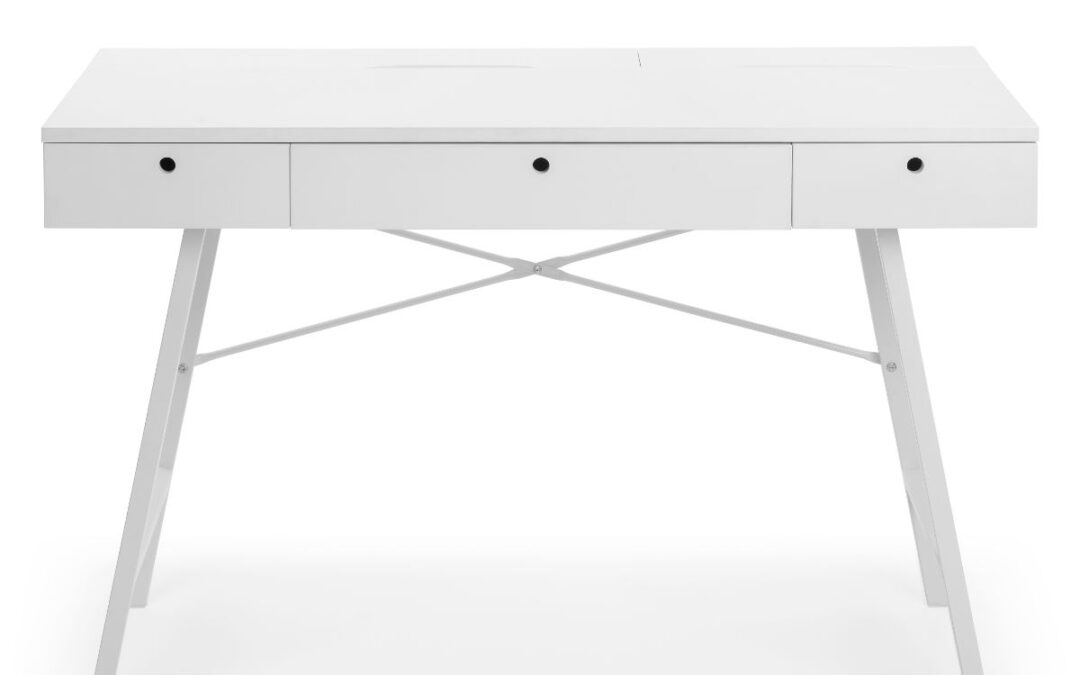 Topeka Small White Desk with Drawers