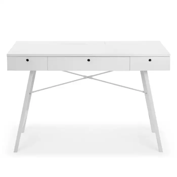 White compact deals desk with drawers