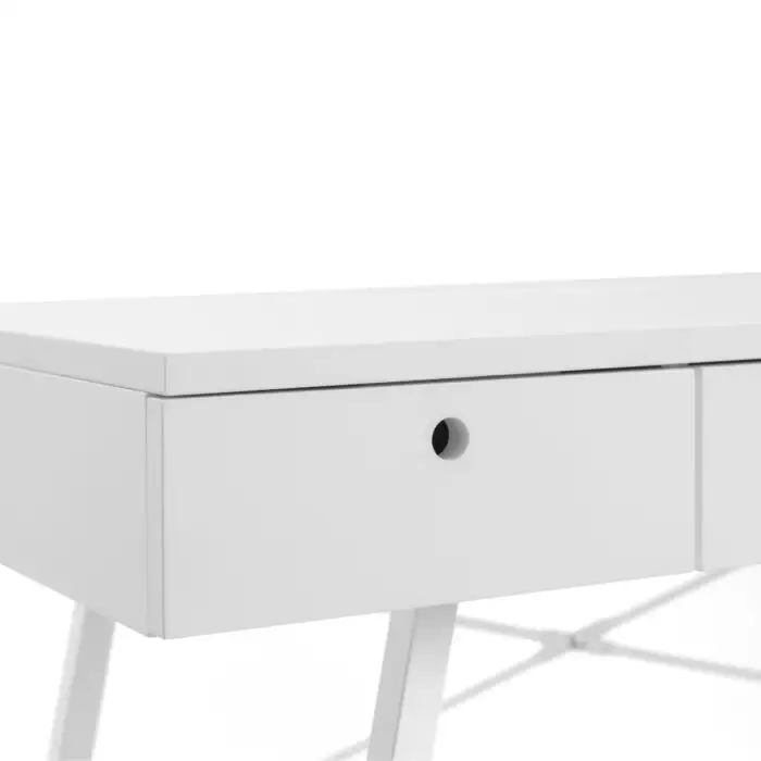 Simple white deals desk with storage