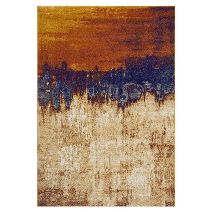 Abstract Distressed Orange Rug