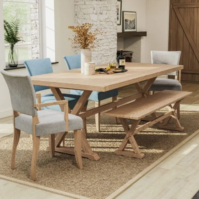 Large oak online table and chairs