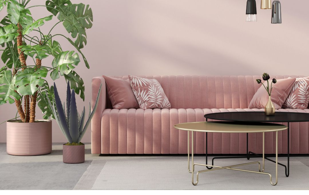 pink velvet sofa: choosing materials