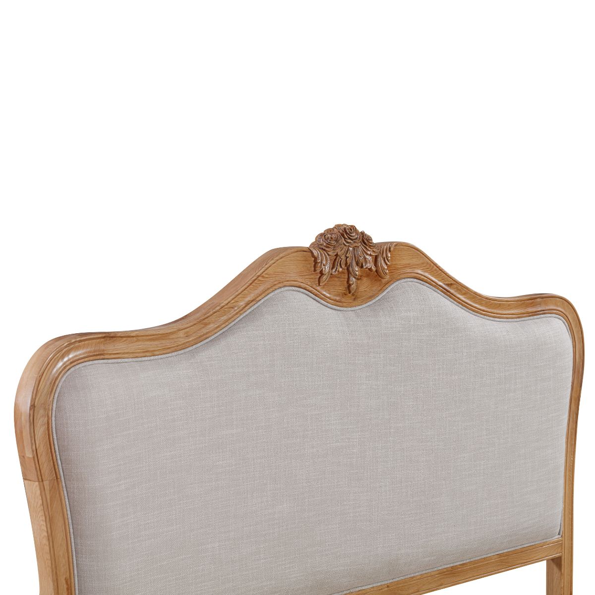 Versailles Carved Oak Bed Frame with Upholstered Headboard - 3