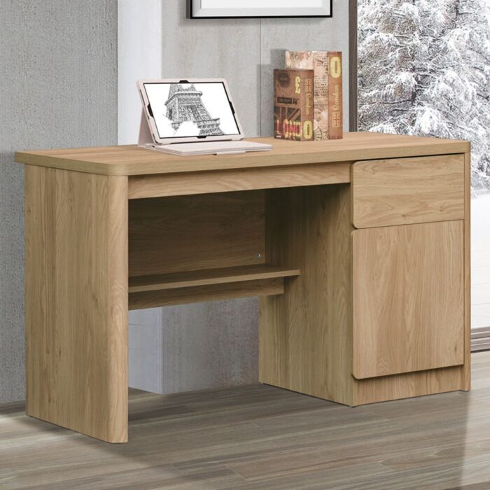 WDTROYOAK - Tulla Light Oak Study Desk with Storage - 2