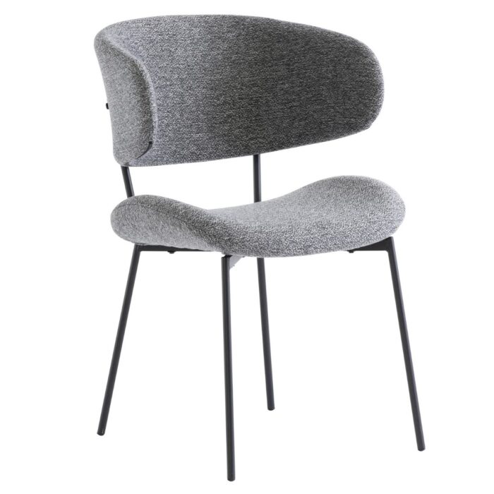 Winona curved back fabric dining chair in grey
