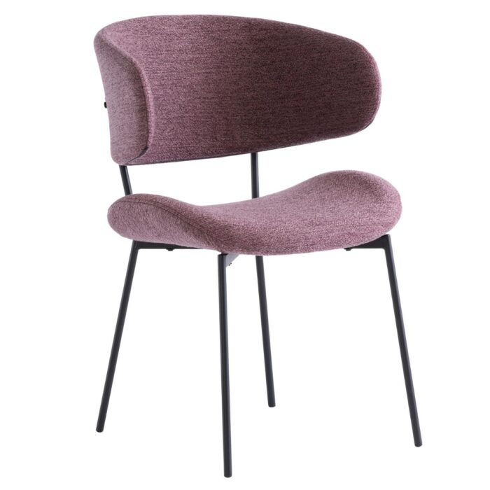 Winona fabric dining chair with curved back in pink