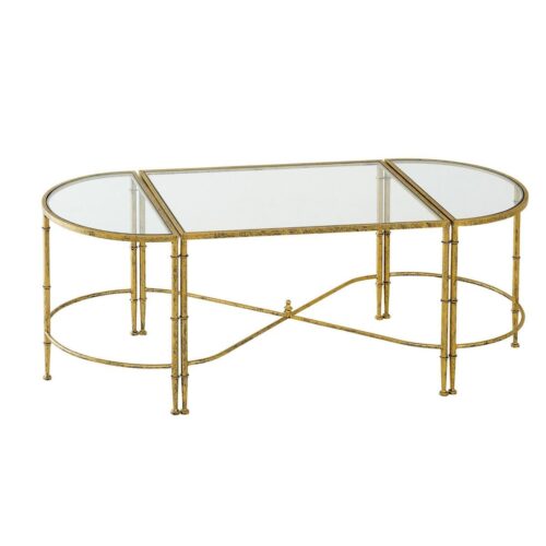 Gold and Glass Coffee Table Set