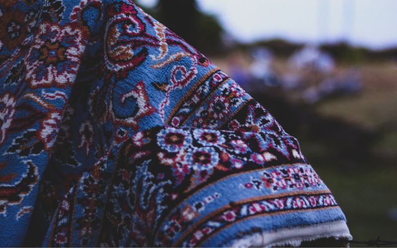 an anatolian rug in blue