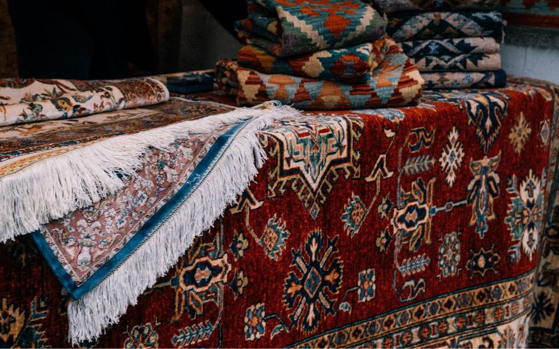 persian rugs on a table