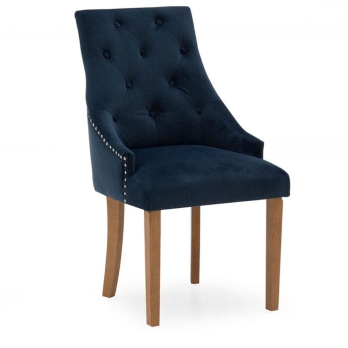 button back dining chair blue