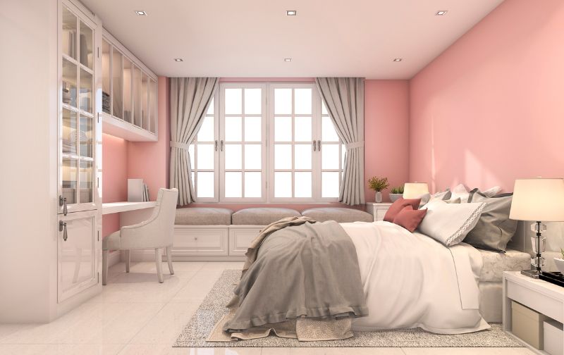 kids bedroom in pink decor