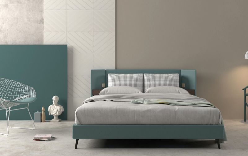 minimalist bed style example in green